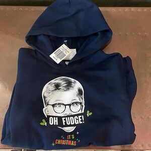 Brand New Navy Blue Christmas Story Hoodie with Graphic Print